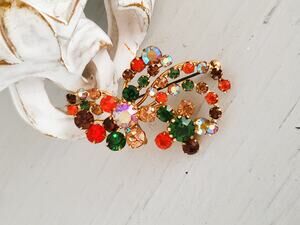 Vintage Austria Multi Color Rhinestone Brooch